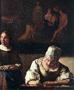 VERMEER VAN DELFT, Jan Lady Writing a Letter with Her Maid (detail) set Spain oil painting artist